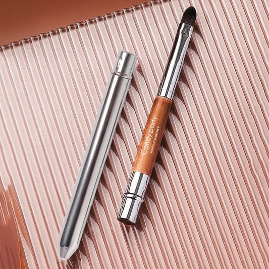Beauty Lady lip gloss and lipstick makeup brush with metal handle and protective cap for concealer and lip application.
