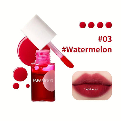 Fruity Lip Tint Water Gloss by BackupMyFilesNow.com showing vibrant, glossy liquid lipstick with high pigment and moisturizing finish.