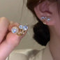 Large gold crystal pearl drop earrings for women, stylish Korean and European fashion jewelry, perfect for parties.