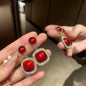 Gold large crystal pearl drop earrings for women, stylish Korean and European fashion jewelry, perfect for parties.