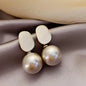 Gold large crystal pearl drop earrings for women, stylish Korean and European American fashion jewelry, perfect for parties.