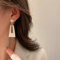 Large gold crystal pearl drop earrings for women, stylish Korean and European fashion jewelry, perfect for parties and special occasions.