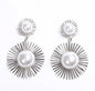 Gold large crystal pearl drop earrings for women, stylish Korean and European fashion jewelry, perfect for parties and special occasions.