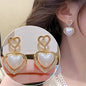 Large gold crystal pearl drop earrings for women, stylish Korean and European fashion jewelry, perfect for parties and special occasions