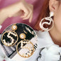 Large gold crystal pearl drop earrings for women, stylish Korean and European fashion jewelry, perfect for parties and special occasions.