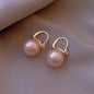 Large gold crystal pearl drop earrings for women, stylish Korean and European American fashion jewelry, perfect for parties.