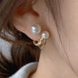 Large gold crystal pearl drop earrings for women, stylish Korean and European fashion jewelry, perfect for parties and special occasions.