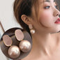 Large gold crystal pearl drop earrings for women, stylish Korean and European fashion jewelry, perfect for parties.
