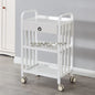 White modern beauty salon tools trolley with wheels, movable drawer storage, and a creative bar cart design for salon organization.