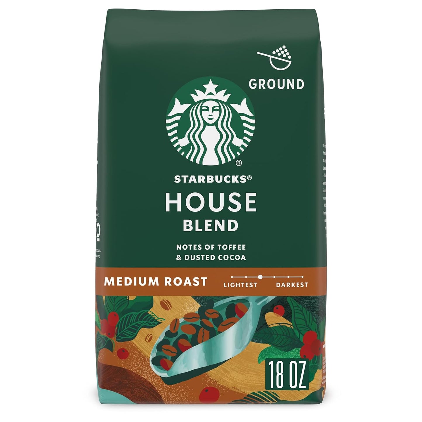 Starbucks Pike Place Roast Ground Coffee in a 28 oz bag, medium roast suitable for hot or iced coffee