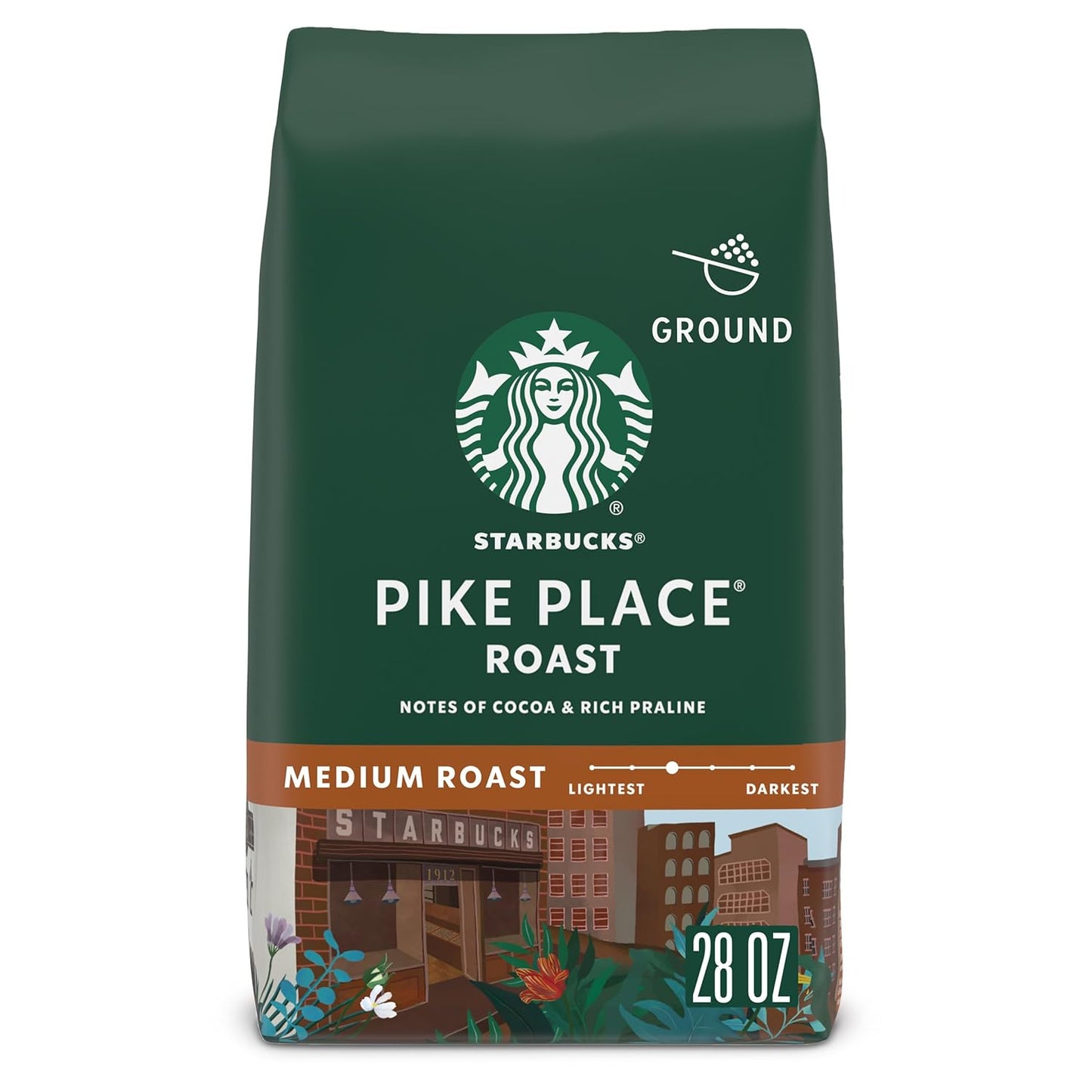 Starbucks Pike Place Roast Ground Coffee in a 28 oz bag, medium roast suitable for hot or iced coffee, by BACKUPMYFILESNOW.COM®.