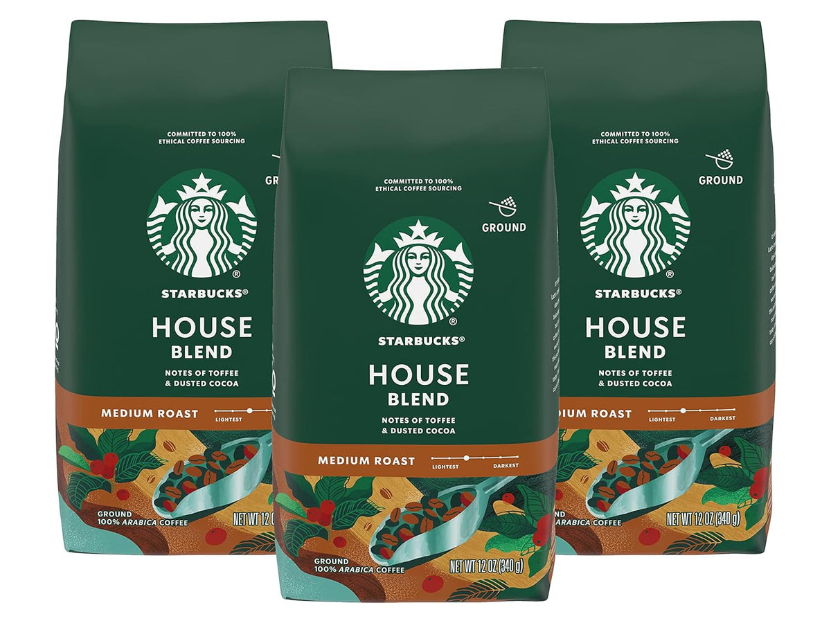 Starbucks Pike Place Medium Roast Ground Coffee in a 28 oz bag, ideal for hot or iced coffee brewing.