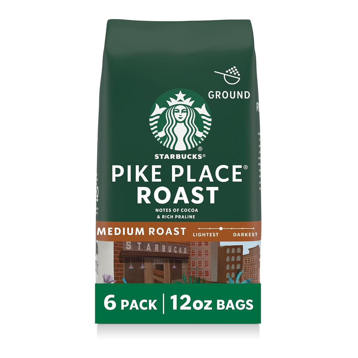 Starbucks Pike Place Roast Ground Coffee in 28 oz bag, medium roast for hot or iced coffee, by BACKUPMYFILESNOW.COM®.