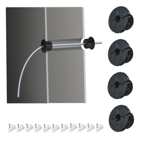 Four BACKUPMYFILESNOW® ARSUNOVO-compatible Starlink cable grommets in 1/2, 3/4, and 1-inch sizes for cable routing.