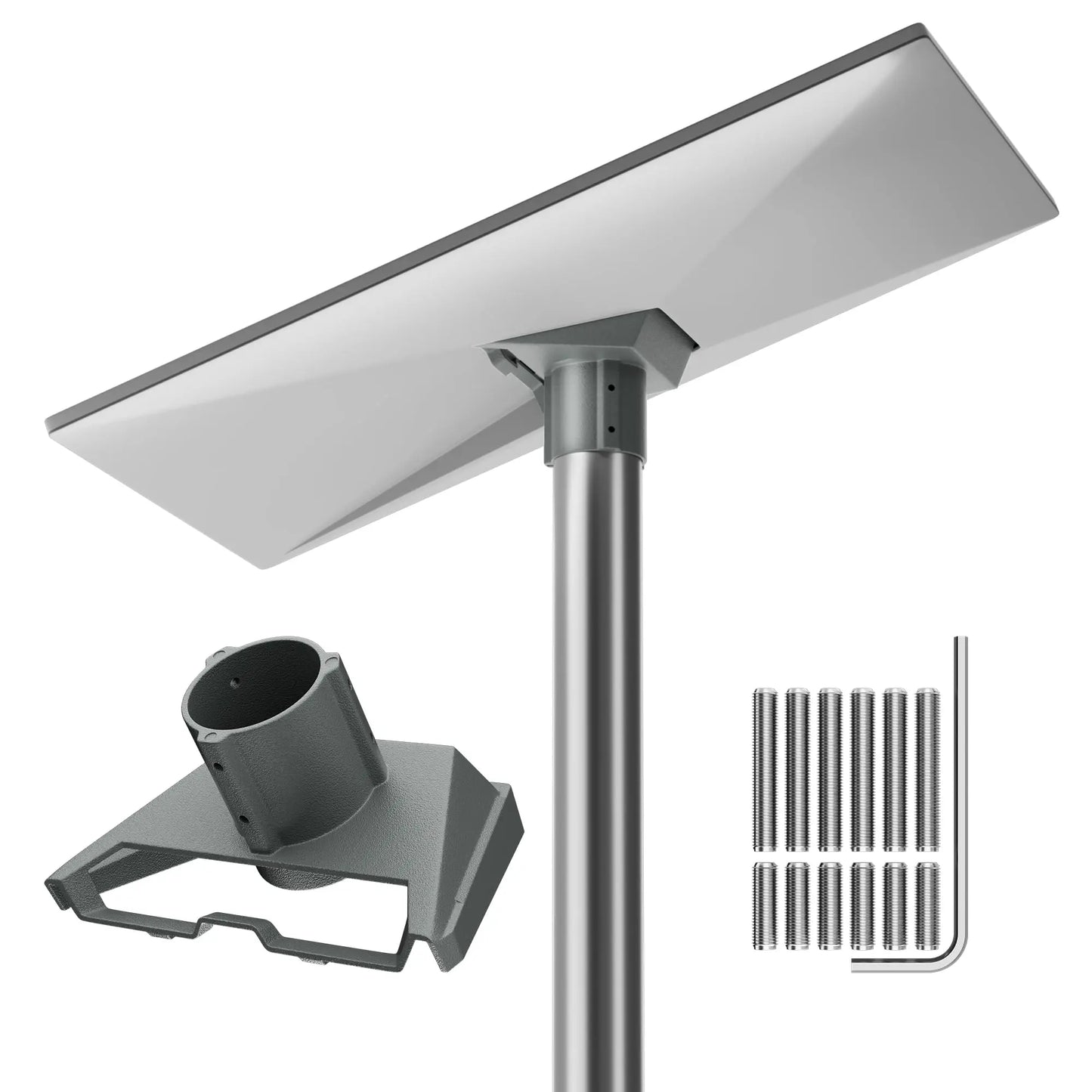 Starlink Gen 3 mount V3 dish kickstand with metal pipe adapter fitting 1 to 2.1-inch diameter for universal installation.