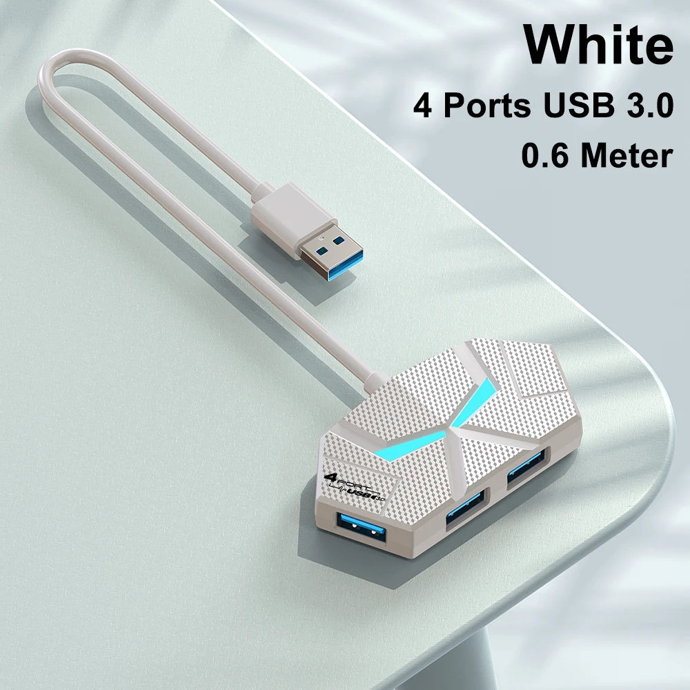 BackupMyFilesNow 7-port USB 3.0 hub and docking station with high-speed 5Gbps transfer, power supply, for laptops and computers.