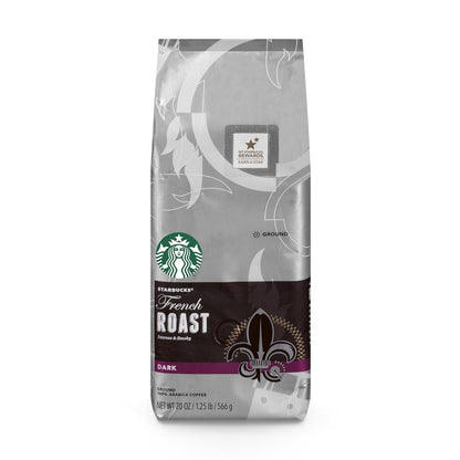 Six 3.83 oz bags of Starbucks Dark Roast Ground Coffee, ideal for hot or iced coffee, in a variety pack.