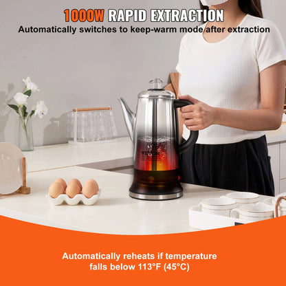 SucceBuy 12-cup electric coffee percolator in stainless steel with keep warm function, ideal for brewing and serving hot coffee.