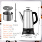SucceBuy 12-cup electric coffee percolator in stainless steel with keep warm function and 1000W power.