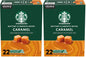 Starbucks Caramel Flavored K-Cup Coffee Pods in a box of 40 for Keurig brewers, made with 100% Arabica coffee.