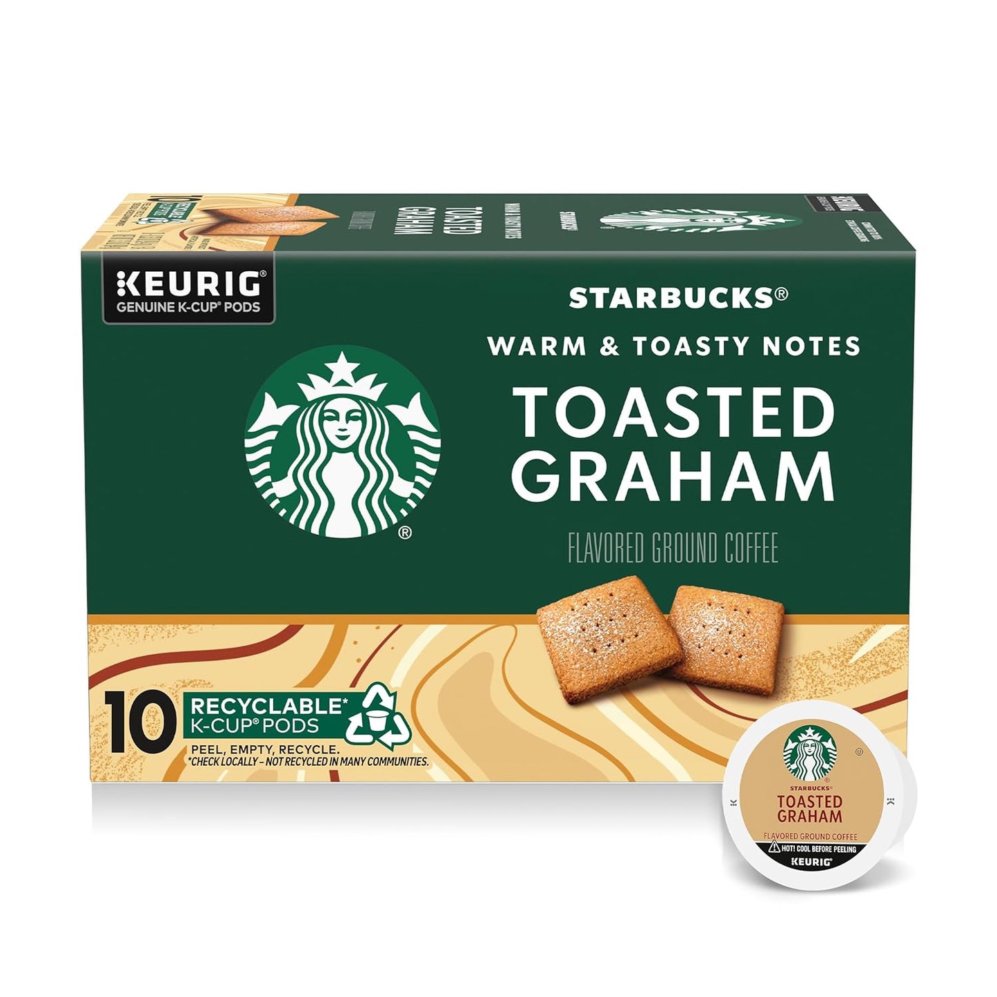 Starbucks Caramel Flavored K-Cup Coffee Pods in a box of 40, 100% Arabica coffee, designed for Keurig brewers.