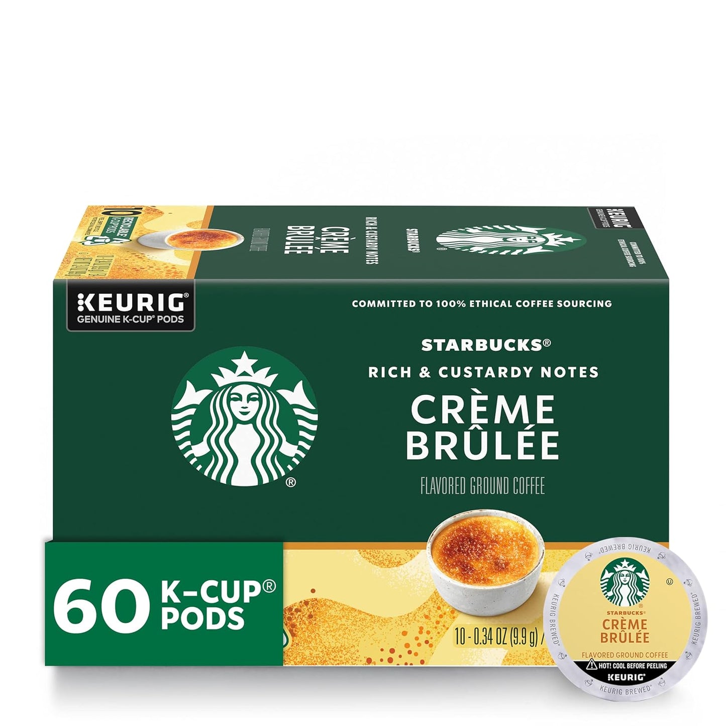 Starbucks Cinnamon Dolce K-Cup coffee pods for Keurig, flavored hot or iced coffee, 22-pack, with caramel and spicy cinnamon notes.