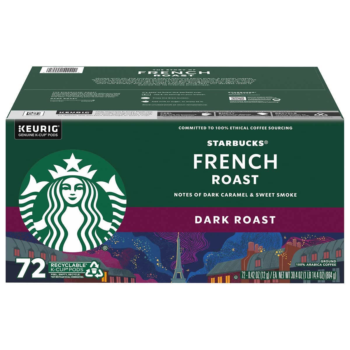 Starbucks K-Cup coffee pods, dark roast espresso blend for Keurig, 75 Arabica coffee pods in a box for single-serve brewers