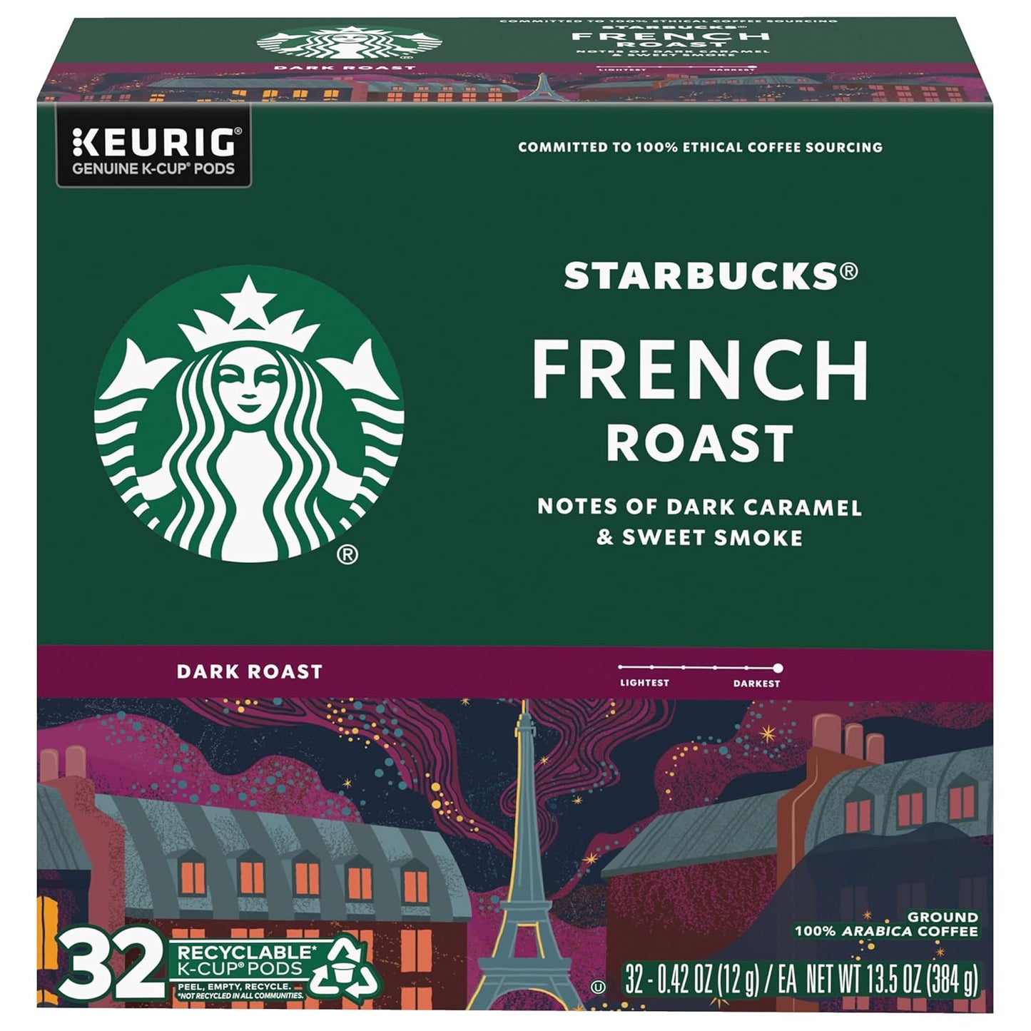 Starbucks Dark Roast Espresso K-Cup Coffee Pods for Keurig, 100% Arabica, 75 pods in a box