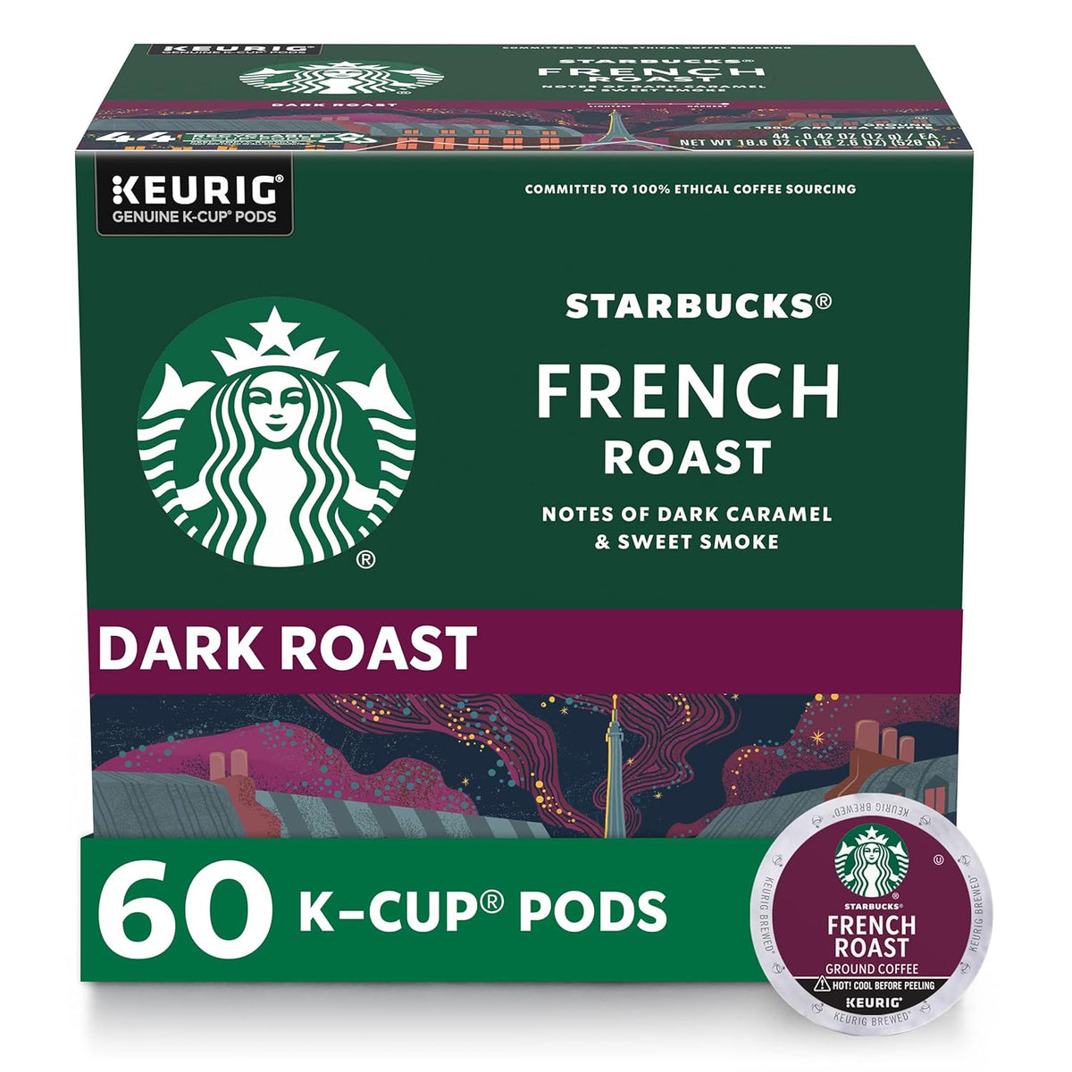 Starbucks K-Cup coffee pods, dark roast espresso, 75-count box for Keurig coffee makers, 100% Arabica beans, premium coffee pods