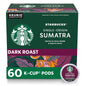 Starbucks K-Cup dark roast coffee pods, Sumatra flavor, 100% Arabica, for Keurig brewers, 4 boxes with 96 pods total