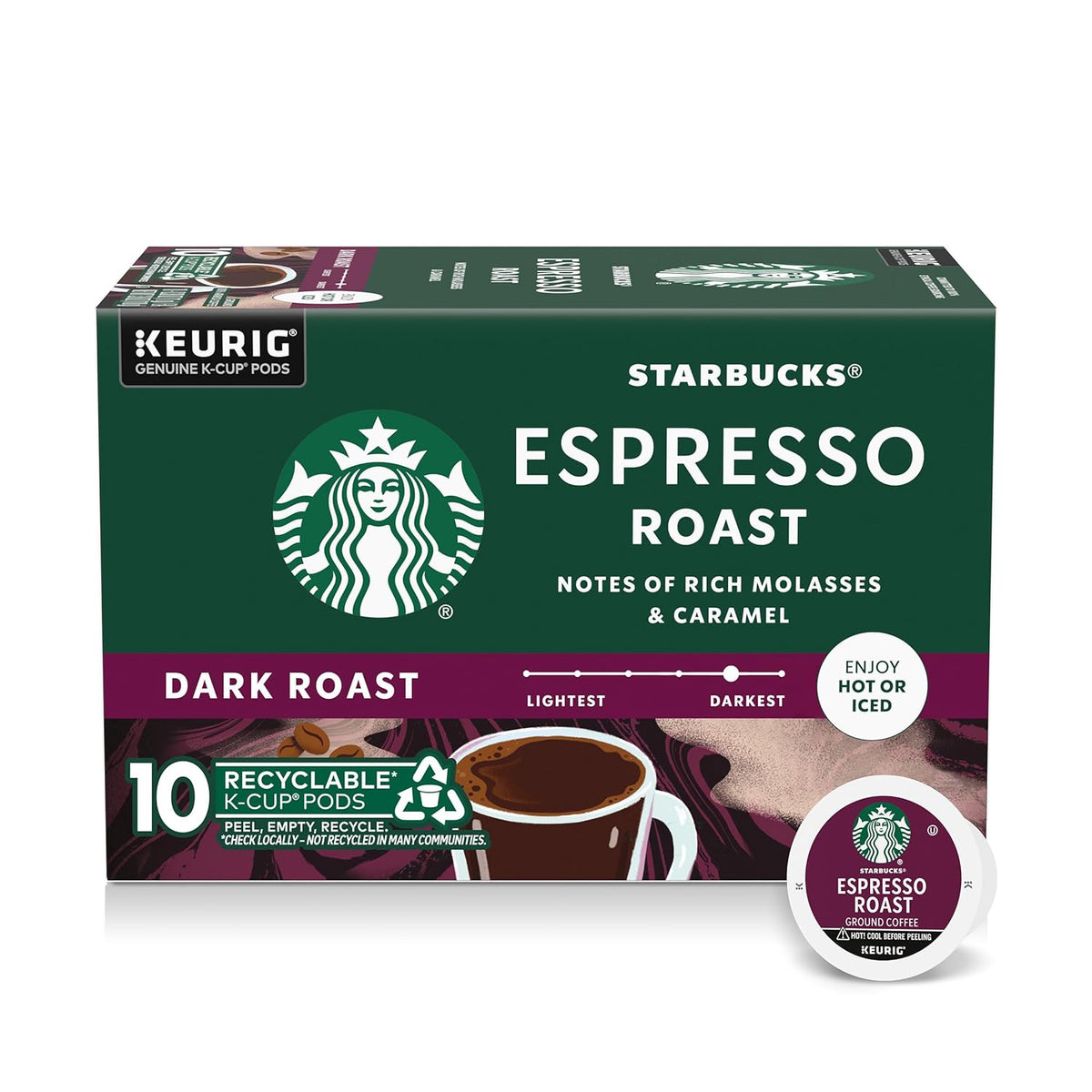 Starbucks K-Cup dark roast coffee pods, Sumatra flavor, for Keurig brewers, 96 pods in 4 boxes, 100% Arabica beans.