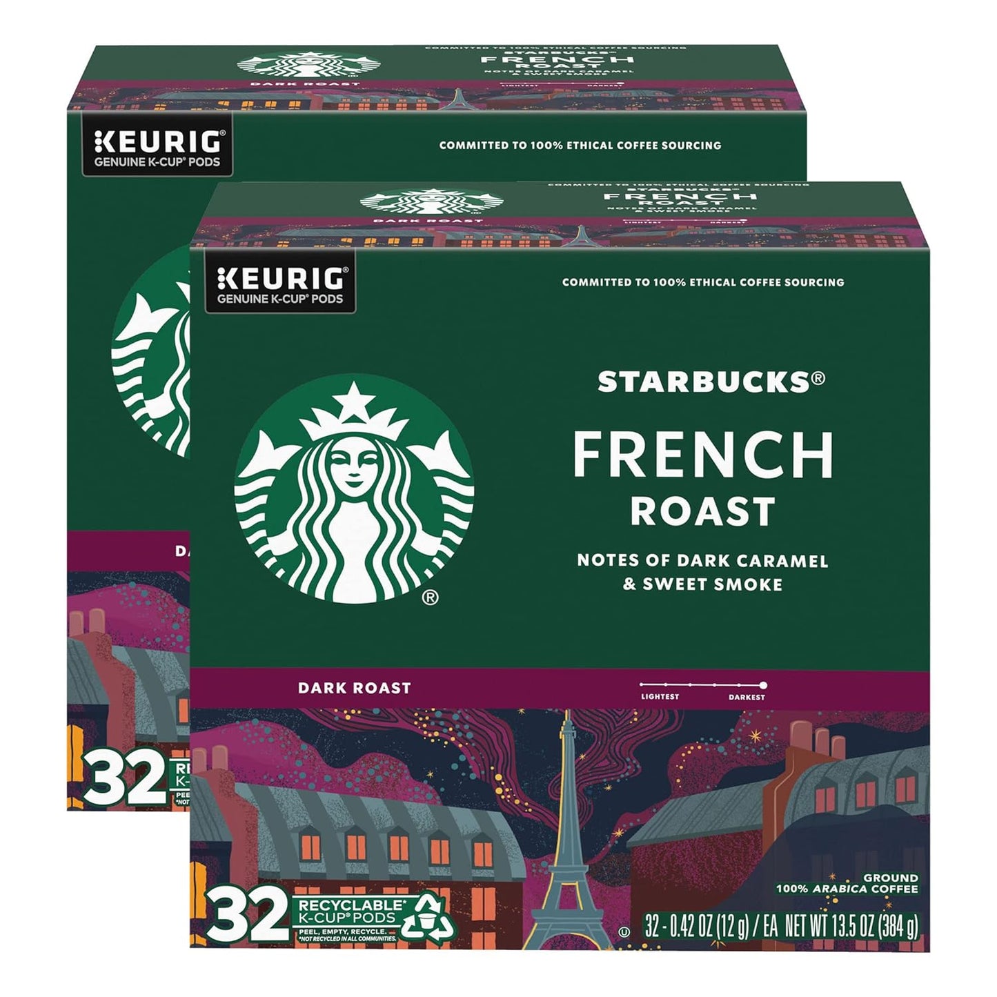 Starbucks K-Cup coffee pods, dark roast Sumatra flavor, 100% Arabica, for Keurig brewers, 4 boxes with 96 pods total