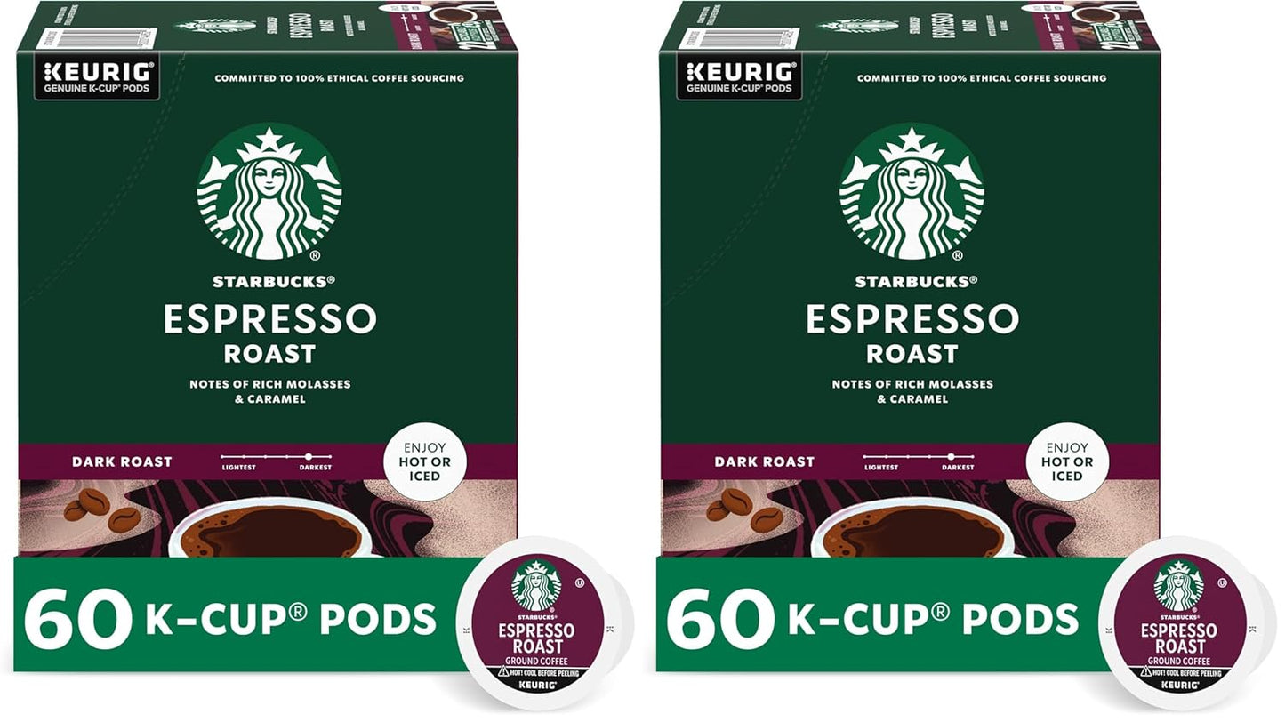 Starbucks Sumatra Dark Roast K-Cup coffee pods for Keurig brewers, 6 boxes with 60 Arabica coffee pods in total.