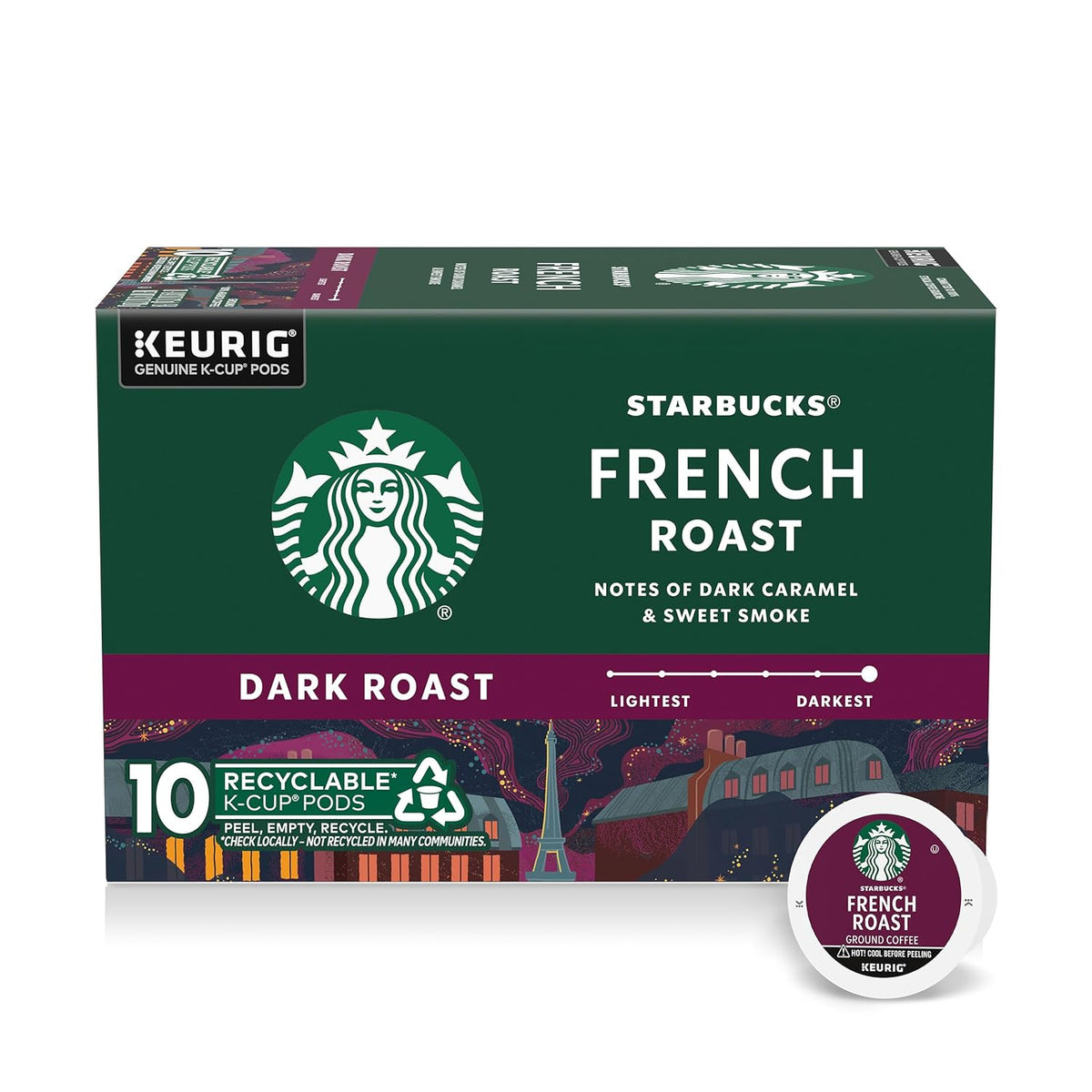 Starbucks K-Cup coffee pods, dark roast Sumatra flavor, 100% Arabica, for Keurig brewers, 6 boxes with 60 pods total.
