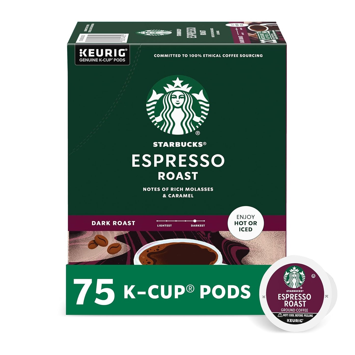 Starbucks K-Cup coffee pods, dark roast Sumatra flavor, 100% Arabica, for Keurig brewers, 6 boxes with 60 pods total