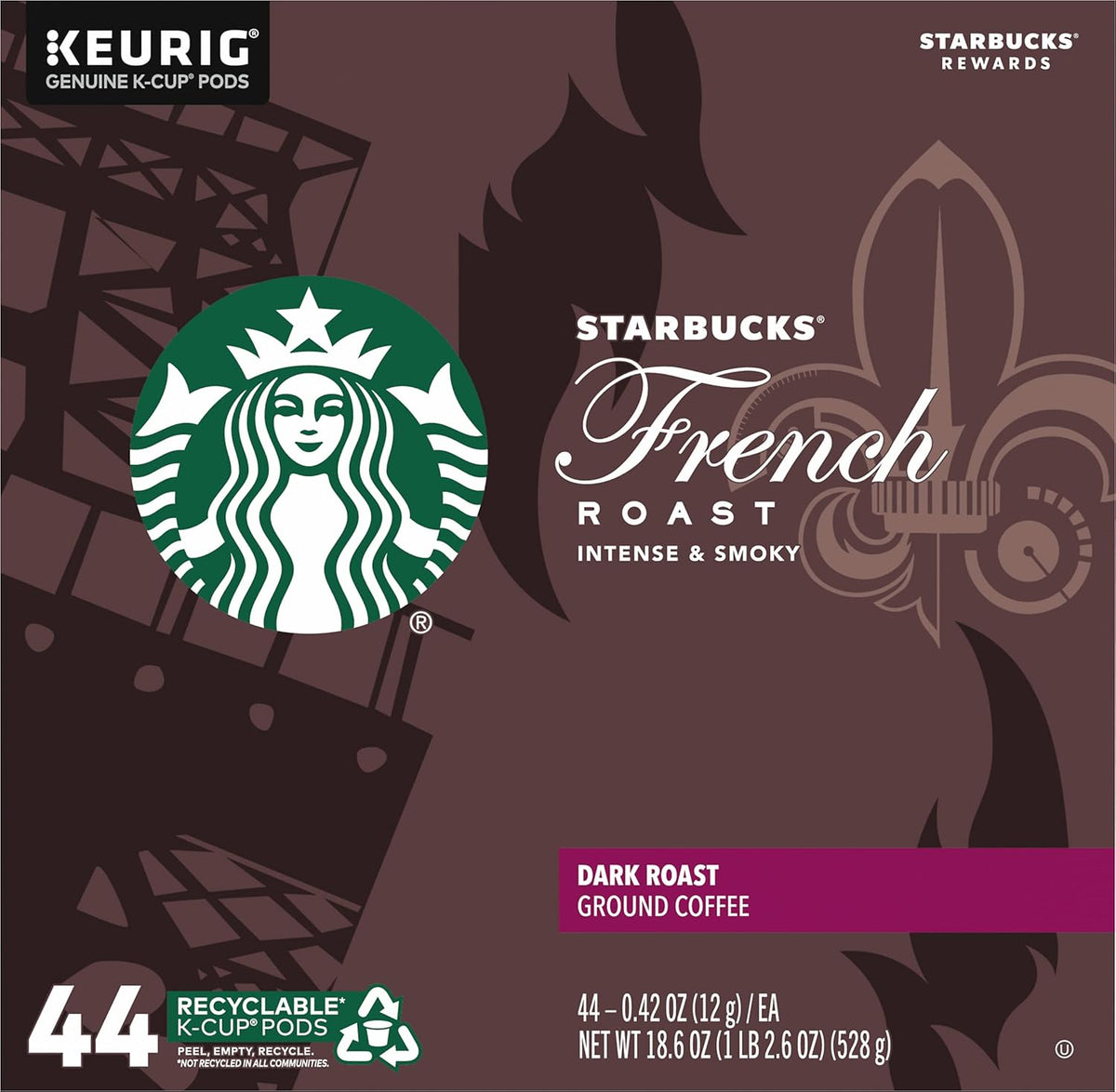 Starbucks Dark Roast Sumatra K-Cup coffee pods for Keurig, 100% Arabica, six boxes with 60 pods total, in a pack.