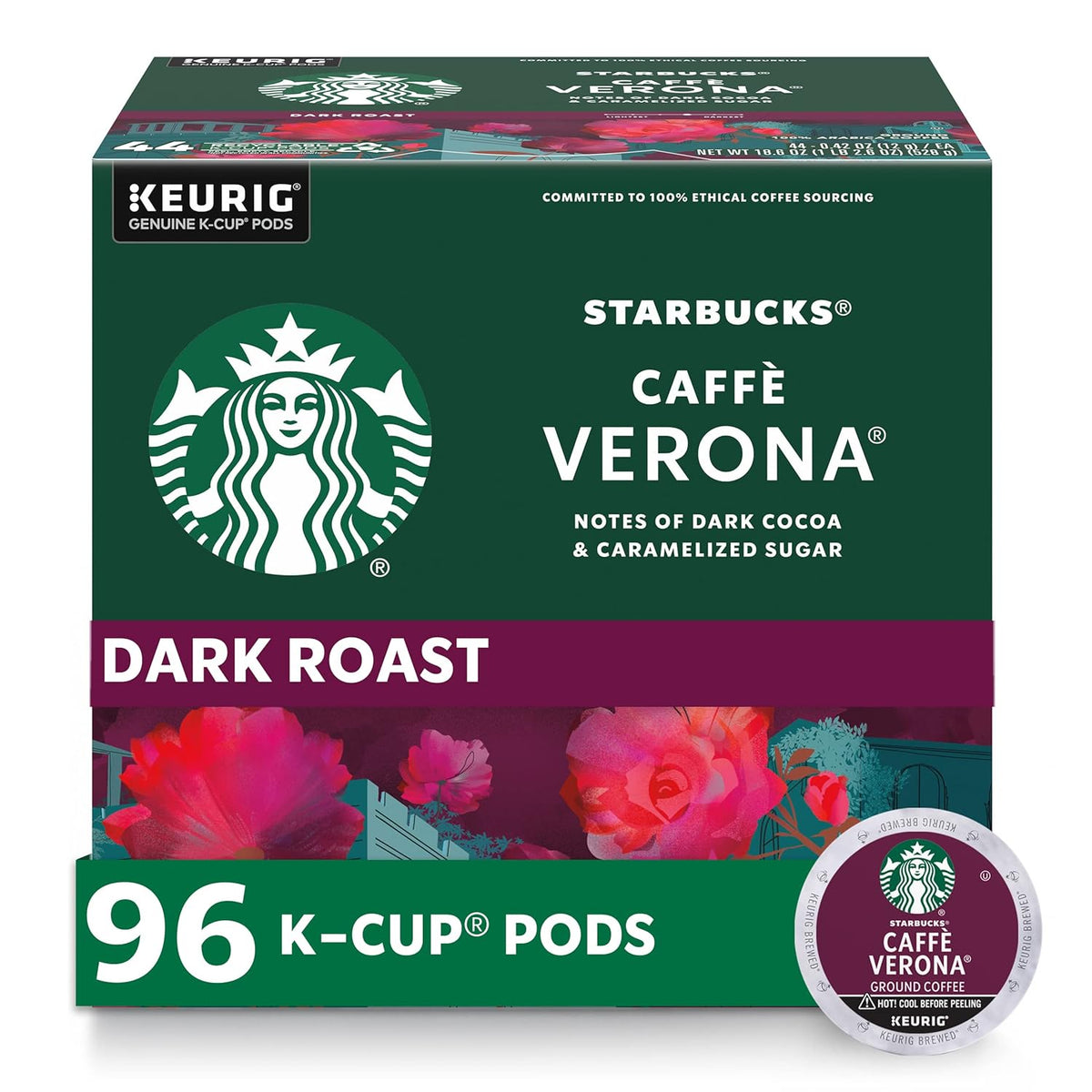 Starbucks K-Cup dark roast coffee pods, Sumatra flavor, 100% Arabica, compatible with Keurig brewers, 6 boxes with 60 pods total.