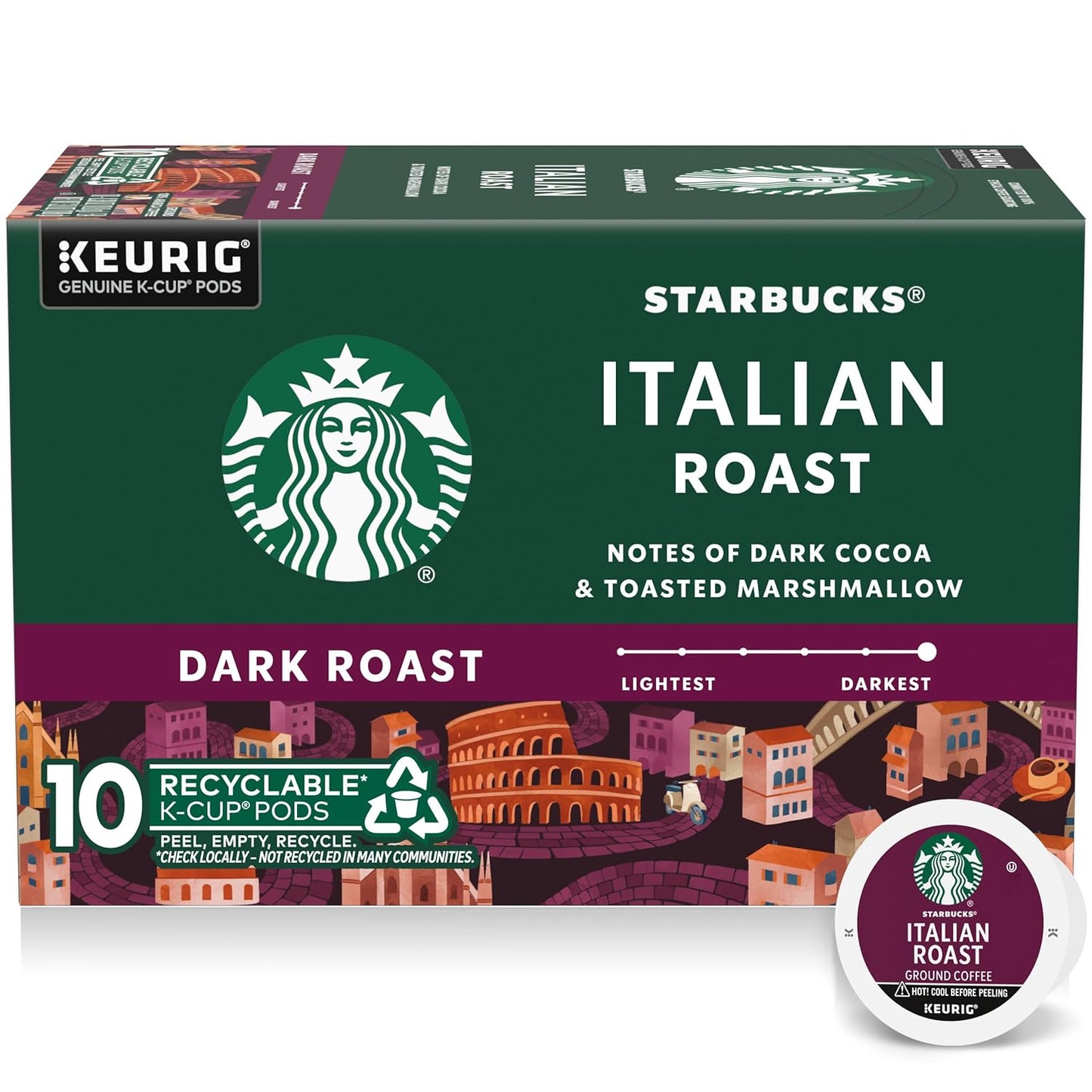 Starbucks K-Cup coffee pods, dark roast Sumatra, 100% Arabica, for Keurig brewers, 6 boxes with 60 pods total.