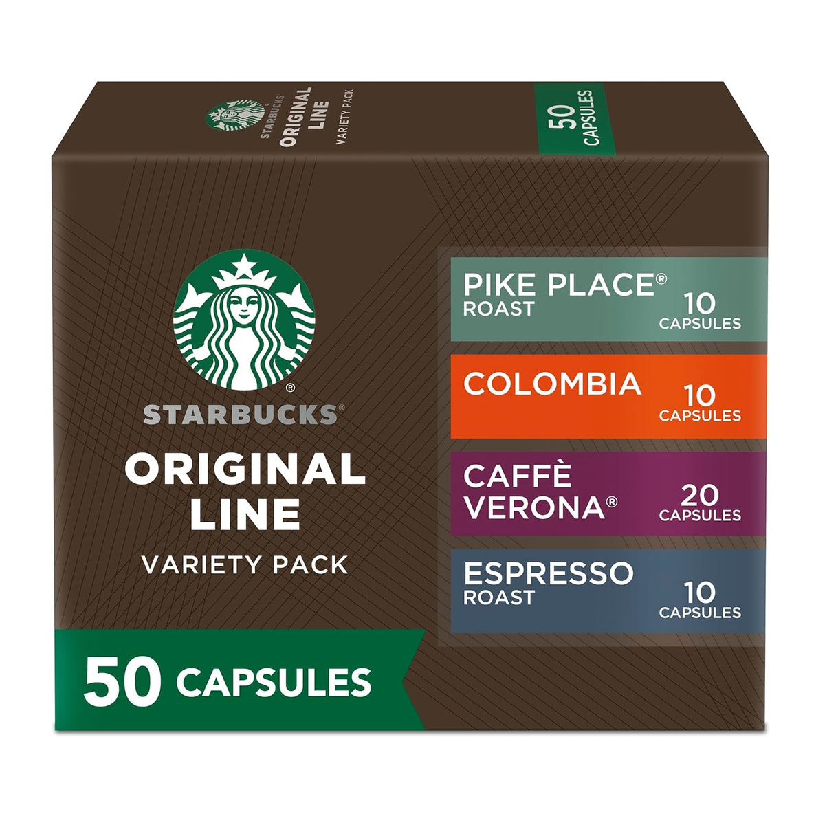 Pack of 50 Starbucks by Nespresso Original Line Intense Espresso Pods, 18-count pack of roasted coffee capsules