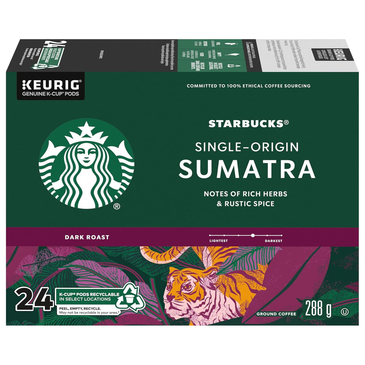 Starbucks Italian Roast Coffee K-Cup Pods, dark roast, 100% Arabica, Keurig genuine, pack of 24 pods for Keurig machines.