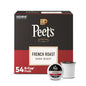 Pack of four Peet's Coffee Dark Roast Keurig K-Cup Pods featuring 100% Arabica French Roast, 54-count box of coffee pods.