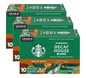 Pack of 72 Starbucks K-Cup coffee pods featuring medium roast decaf House Blend for hot or iced coffee, compatible with Keurig brewers.