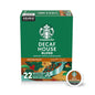 Pack of 72 Starbucks K-Cup coffee pods featuring decaf house blend medium roast for hot or iced coffee, compatible with Keurig machines.