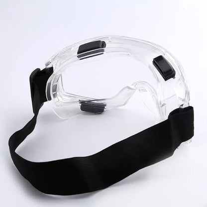 Clear safety glasses by BACKUPMYFILESNOW® with splash-proof, dust-proof, sand-proof goggles, adjustable for cycling, skiing, and sports.