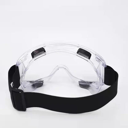 Safety glasses by BACKUPMYFILESNOW.COM® with clear, splash-proof, dust-proof, and sand-proof goggles for cycling, skiing, and sports.