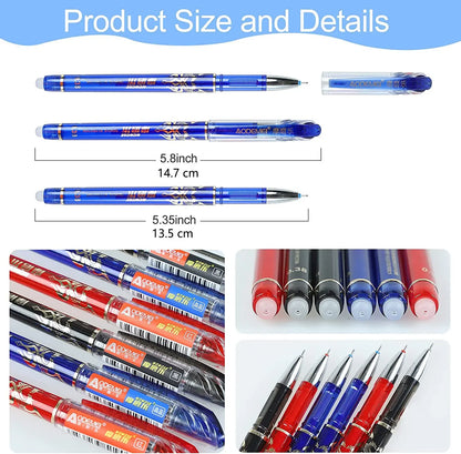 Blue office gel pen with 0.5mm needle tip and refills, ideal for school and business writing, erasable gel ink.