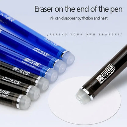 Blue office gel pen with 0.5mm needle tip and multiple refills, ideal for school and business writing, erasable gel ink.