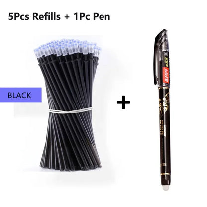 Blue office gel pen with 0.5mm needle tip and refills, ideal for school and business writing, erasable gel ink.
