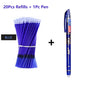 Blue office gel pen with 0.5mm needle tip and refills, ideal for school and business use, erasable gel ink pens set.