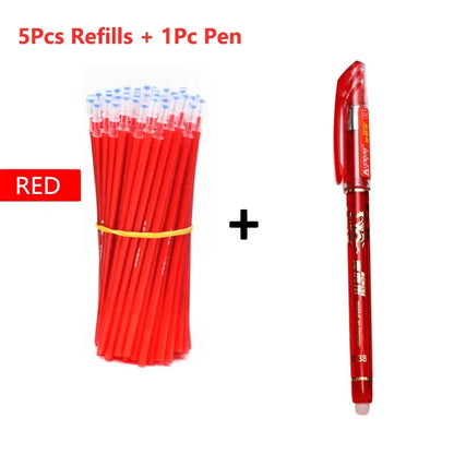 Blue office gel pen with 0.5mm needle tip and refill rods, ideal for school and business, erasable gel ink for smooth writing.